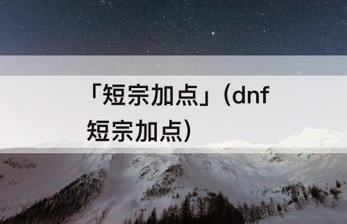 「短宗加点」(dnf 短宗加点)