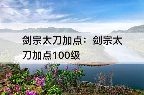 剑宗太刀加点：剑宗太刀加点100级