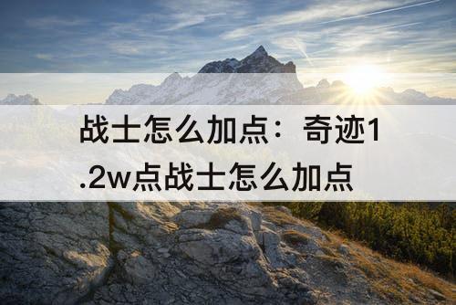 战士怎么加点：奇迹1.2w点战士怎么加点