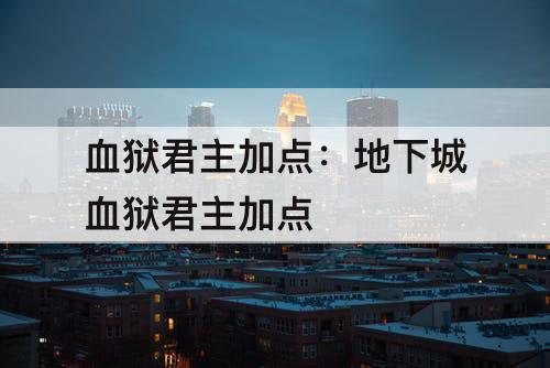 血狱君主加点：地下城血狱君主加点