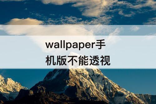 wallpaper手机版不能透视