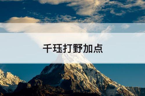 千珏打野加点
