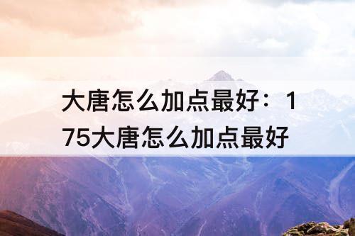 大唐怎么加点最好：175大唐怎么加点最好
