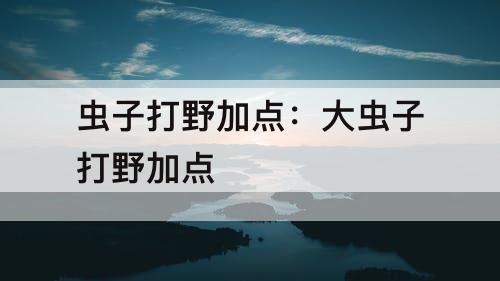 虫子打野加点：大虫子打野加点