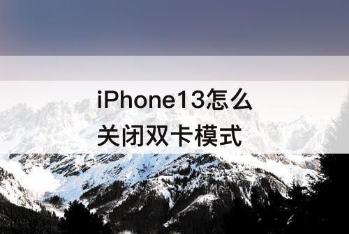 iPhone13怎么关闭双卡模式