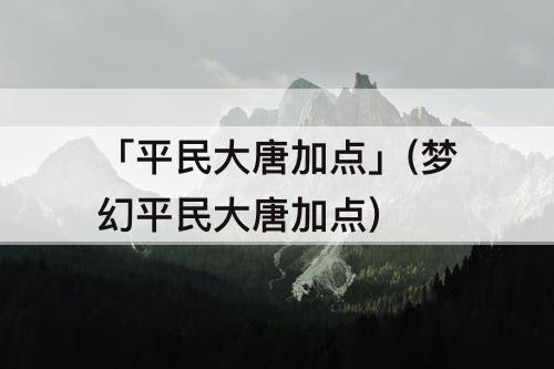「平民大唐加点」(梦幻平民大唐加点)