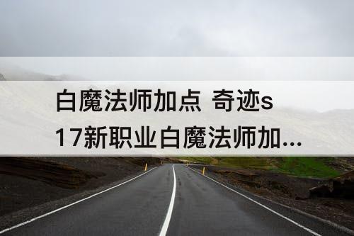 白魔法师加点 奇迹s17新职业白魔法师加点