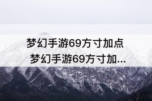 梦幻手游69方寸加点 梦幻手游69方寸加点地煞2021年