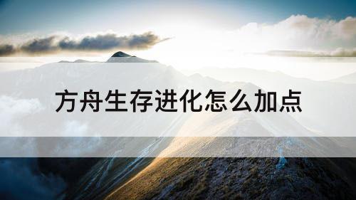 方舟生存进化怎么加点