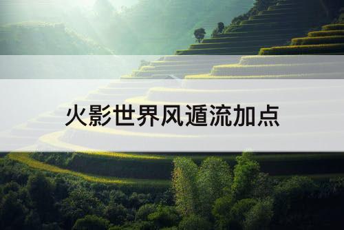 火影世界风遁流加点