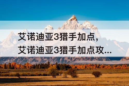 艾诺迪亚3猎手加点，艾诺迪亚3猎手加点攻略