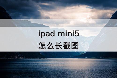 ipad mini5怎么长截图