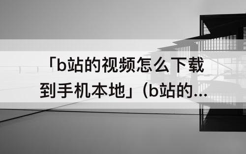 「b站的视频怎么下载到手机本地」(b站的视频怎么下载到手机本地只有39秒)