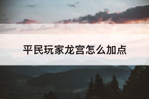 平民玩家龙宫怎么加点