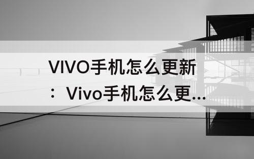 VIVO手机怎么更新：Vivo手机怎么更新安卓系统