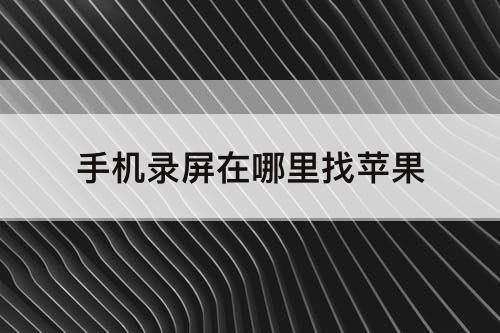 手机录屏在哪里找苹果