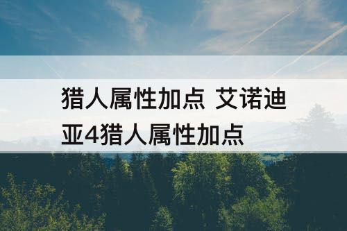 猎人属性加点 艾诺迪亚4猎人属性加点
