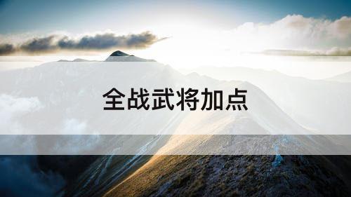 全战武将加点