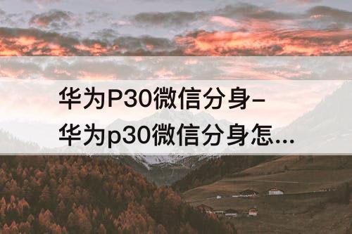 华为P30微信分身-华为p30微信分身怎么下载
