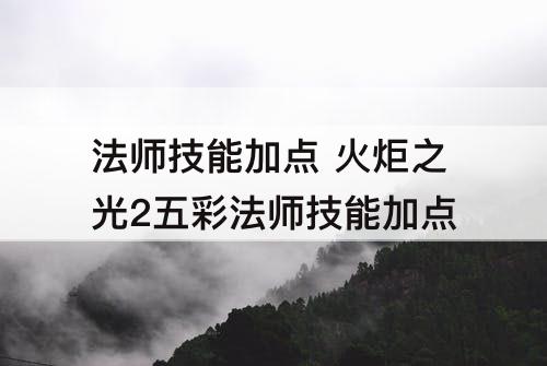 法师技能加点 火炬之光2五彩法师技能加点