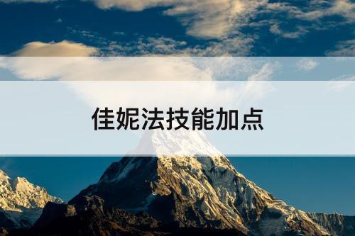 佳妮法技能加点