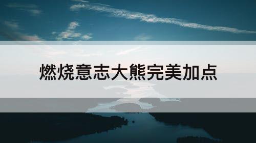 燃烧意志大熊完美加点