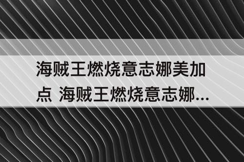 海贼王燃烧意志娜美加点 海贼王燃烧意志娜美加点图