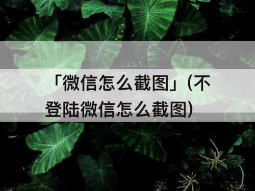 「微信怎么截图」(不登陆微信怎么截图)