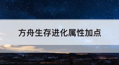 方舟生存进化属性加点