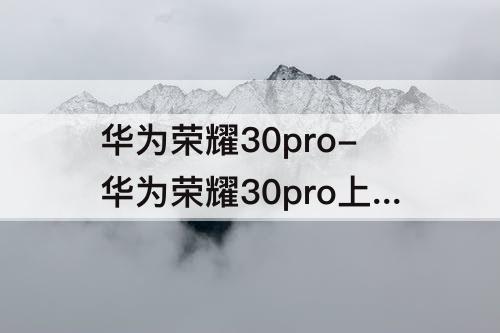 华为荣耀30pro-华为荣耀30pro上市时间及价格