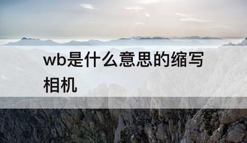 wb是什么意思的缩写相机