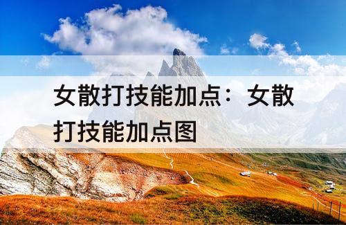 女散打技能加点：女散打技能加点图