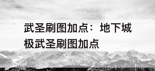武圣刷图加点：地下城极武圣刷图加点