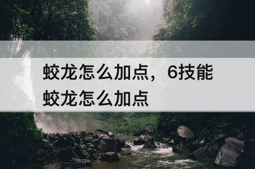 蛟龙怎么加点，6技能蛟龙怎么加点