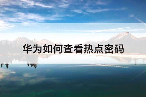 华为如何查看热点密码
