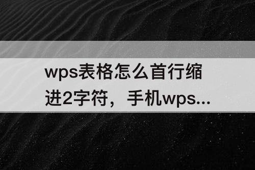wps表格怎么首行缩进2字符，手机wps表格怎么首行缩进2字符