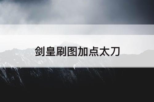 剑皇刷图加点太刀