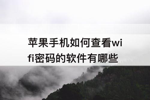 苹果手机如何查看wifi密码的软件有哪些