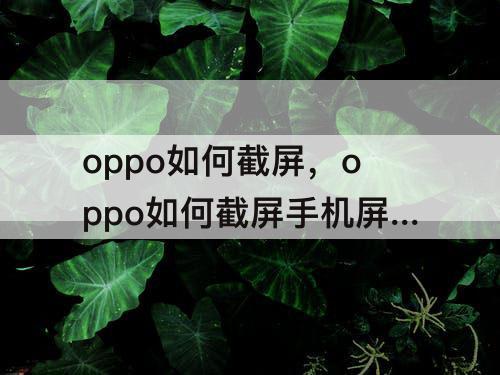 oppo如何截屏，oppo如何截屏手机屏幕截图