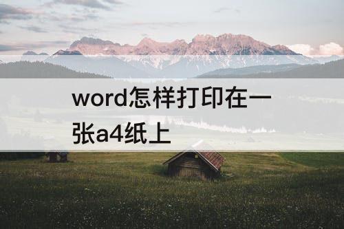 word怎样打印在一张a4纸上
