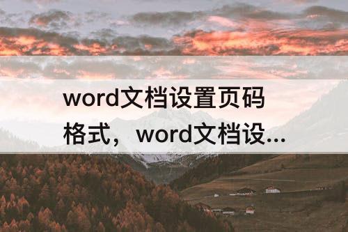 word文档设置页码格式，word文档设置页码格式为第几页共几页
