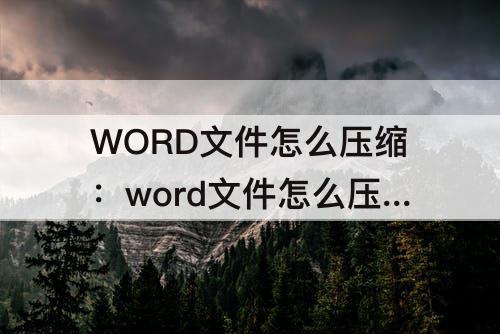 WORD文件怎么压缩：word文件怎么压缩图片大小