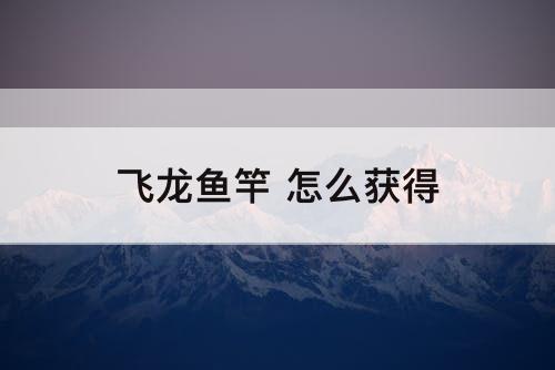 飞龙鱼竿 怎么获得