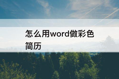 怎么用word做彩色简历