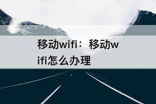 移动wifi：移动wifi怎么办理