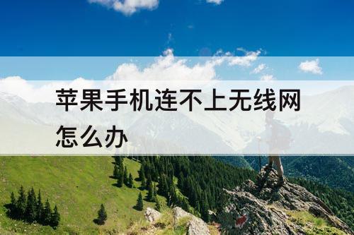 苹果手机连不上无线网怎么办