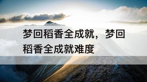 梦回稻香全成就，梦回稻香全成就难度