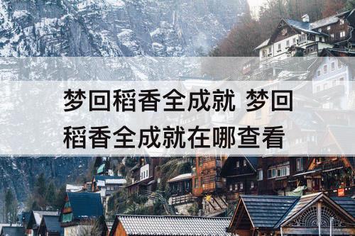 梦回稻香全成就 梦回稻香全成就在哪查看