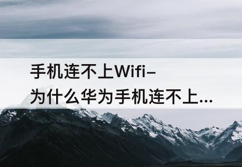 手机连不上Wifi-为什么华为手机连不上wifi