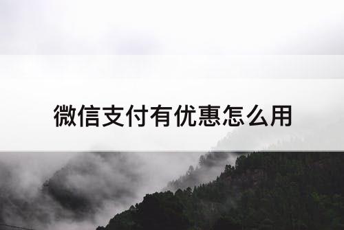 微信支付有优惠怎么用